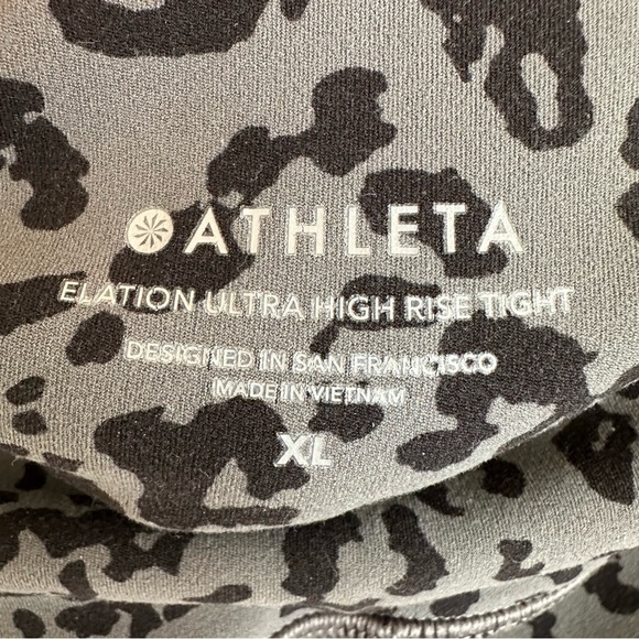 Athleta size XL Gray Leopard Print Elation High Rise Tight Leggings Grey Black - Picture 6 of 6